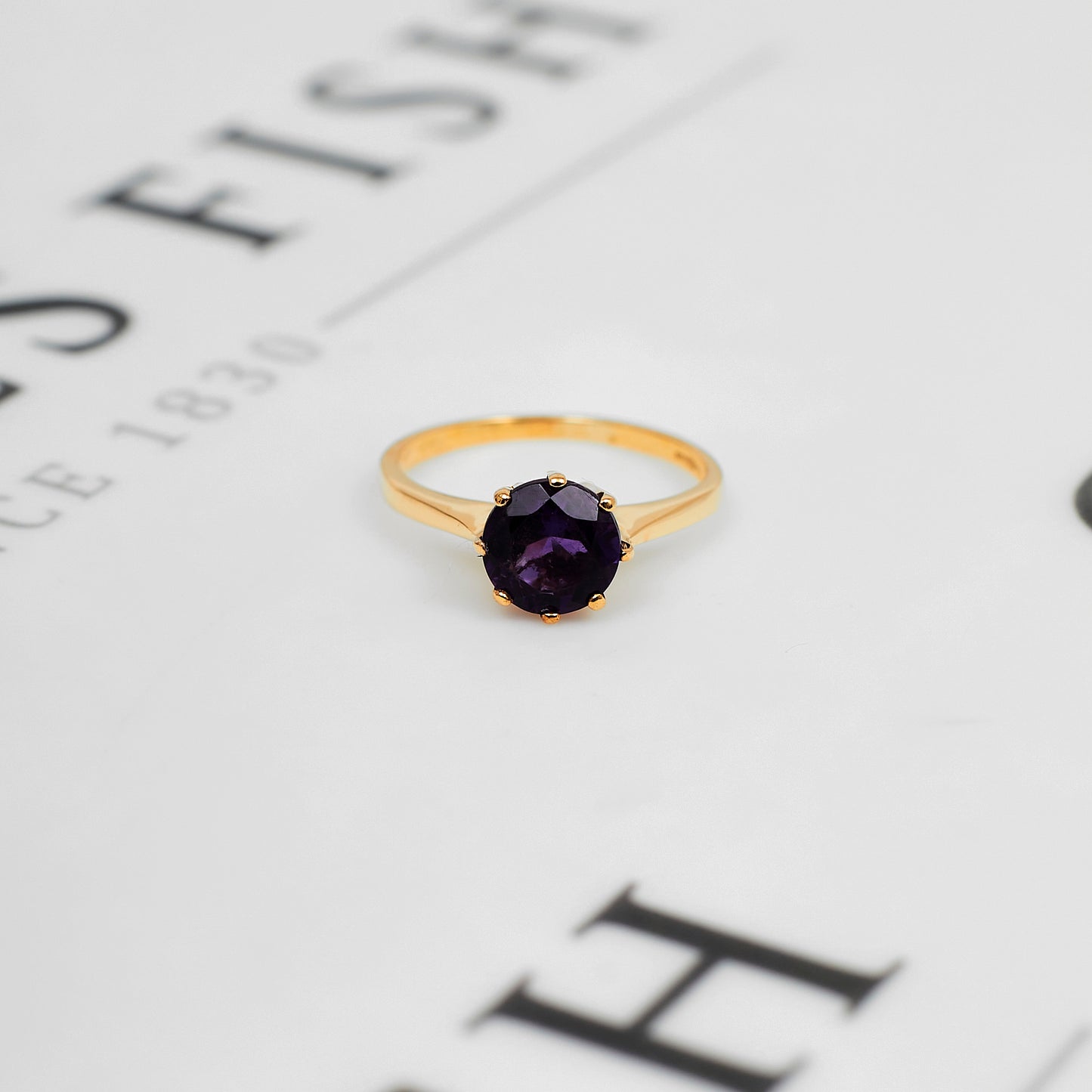 Pre-Owned 9ct Gold Round Amethyst Dress Ring