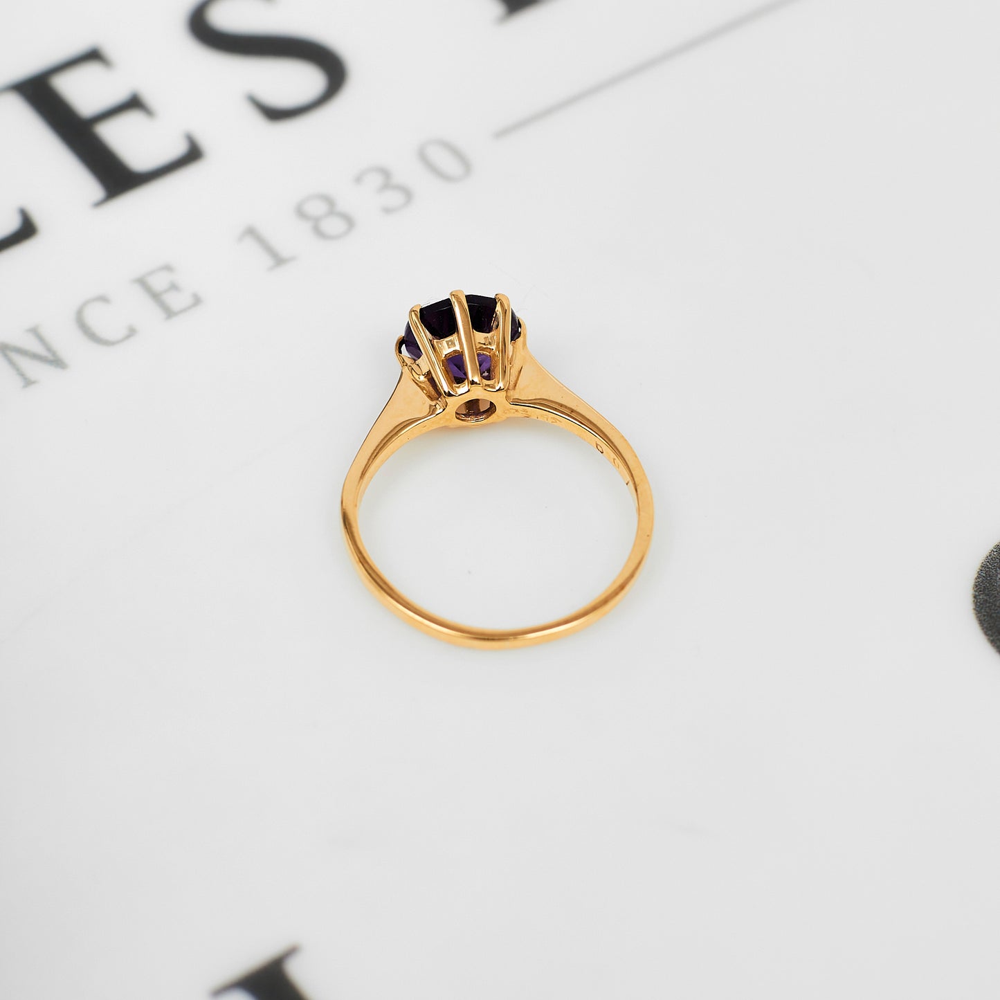 Pre-Owned 9ct Gold Round Amethyst Dress Ring