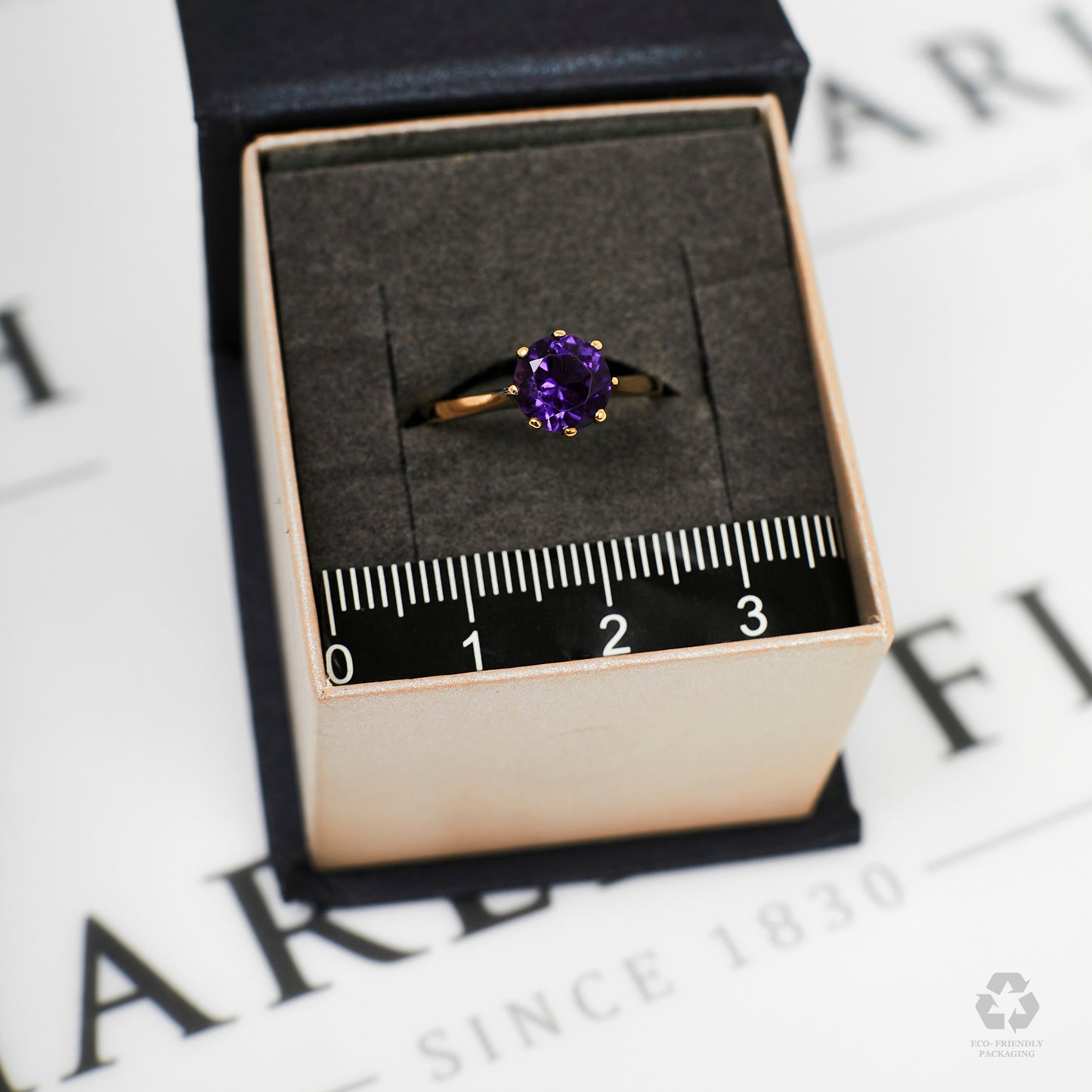 Pre-Owned 9ct Gold Round Amethyst Dress Ring