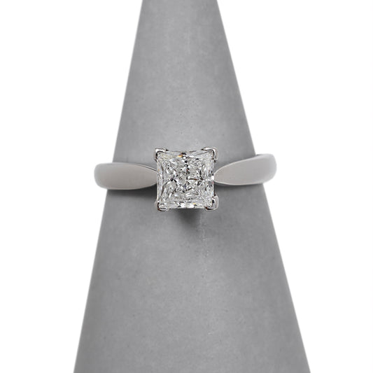 Pre-Owned 18ct White Gold Princess Cut GIA Diamond Ring