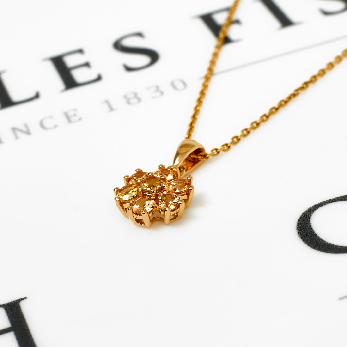 Pre-Owned 9ct Gold Citrine Flower Pendant