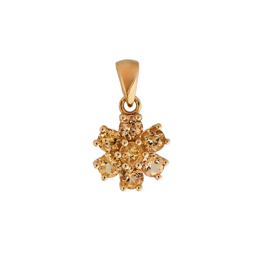 Pre-Owned 9ct Gold Citrine Flower Pendant