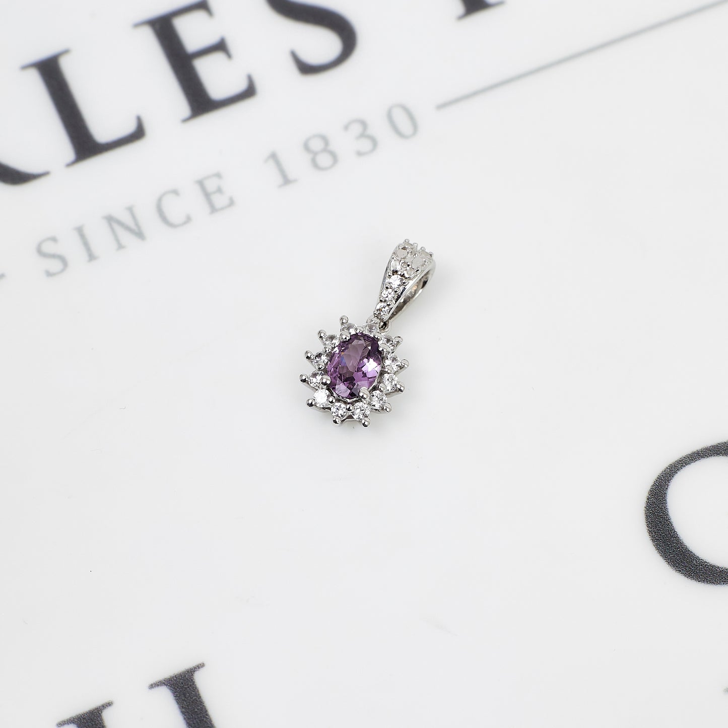 Pre-Owned 9ct Gold Spinel & White Zircon Pendant