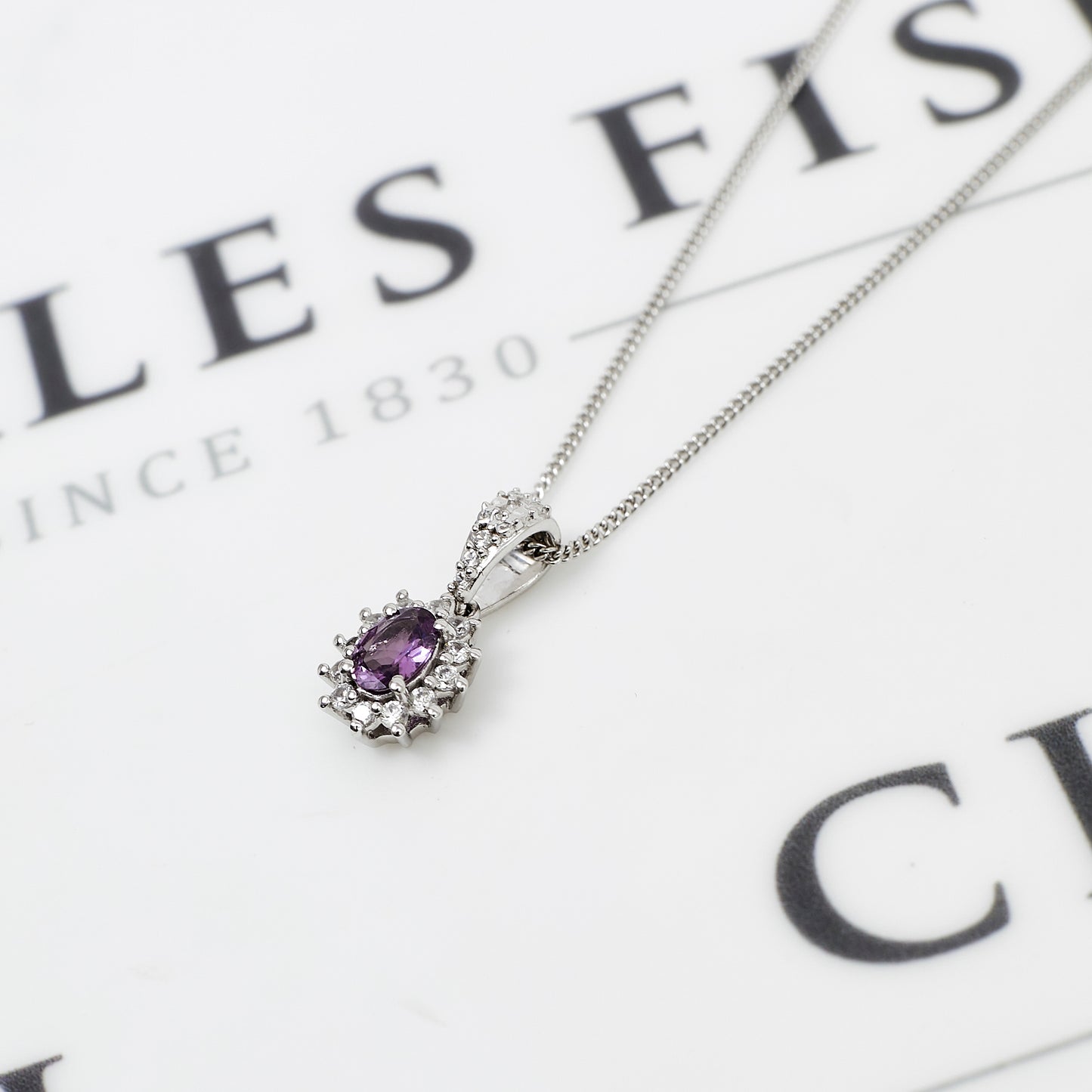Pre-Owned 9ct Gold Spinel & White Zircon Pendant