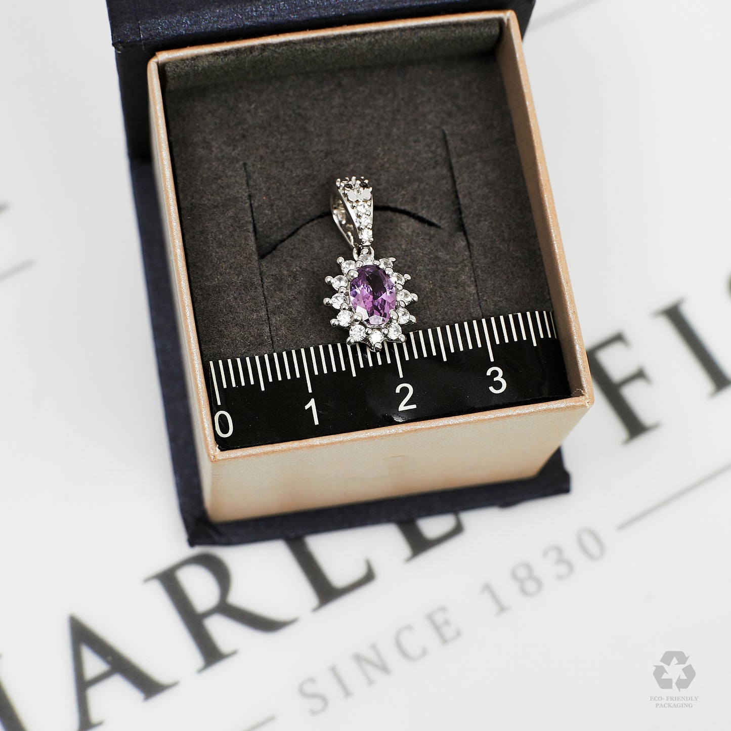 Pre-Owned 9ct Gold Spinel & White Zircon Pendant