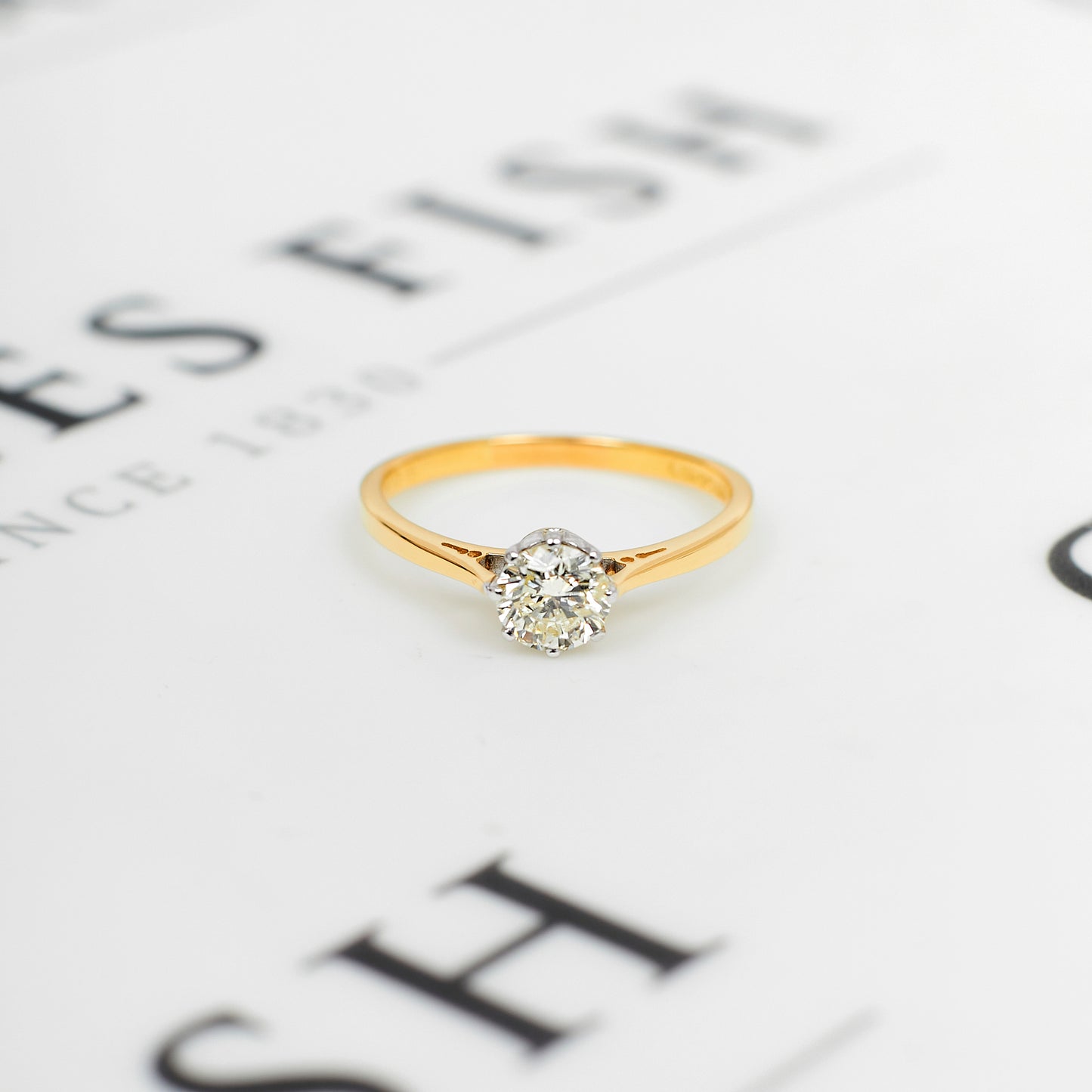 Pre-Owned 18ct Gold 0.86ct Diamond Solitaire Ring - Size U
