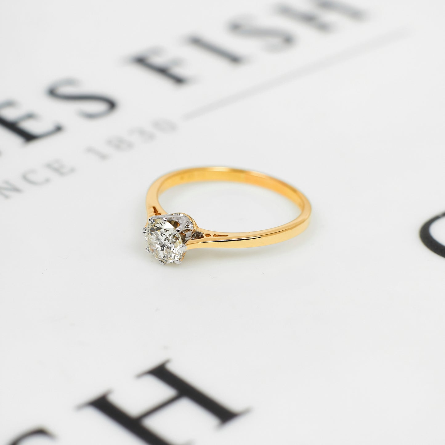 Pre-Owned 18ct Gold 0.86ct Diamond Solitaire Ring - Size U