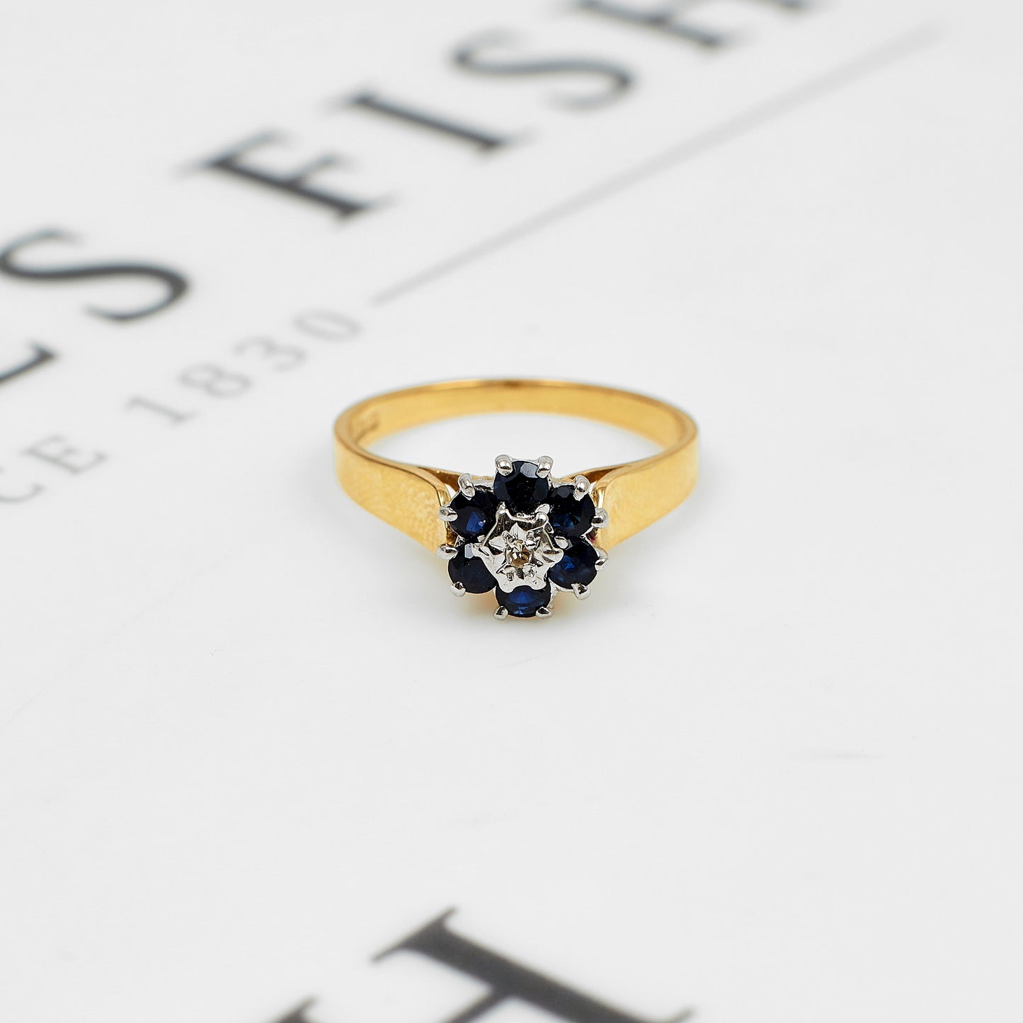 Pre-Owned 9ct Gold Sapphire & Diamond Cluster Ring - Size N