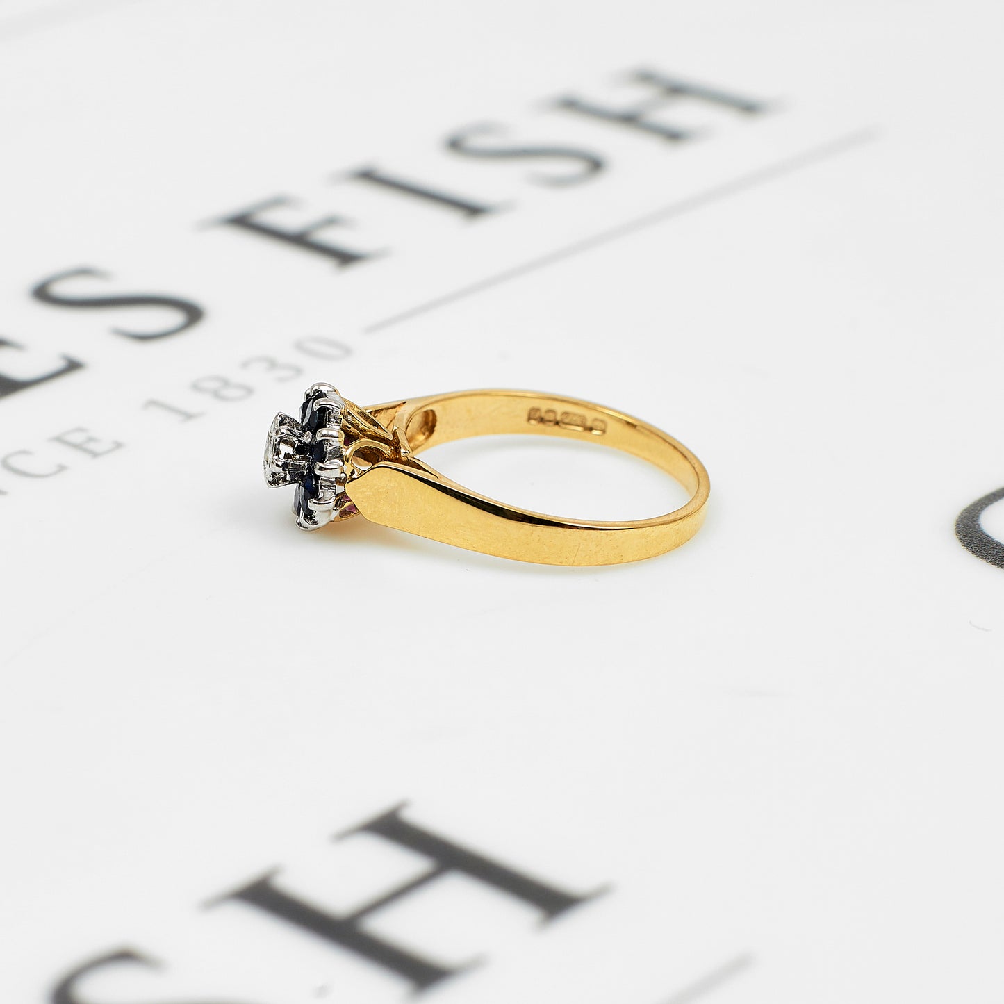 Pre-Owned 9ct Gold Sapphire & Diamond Cluster Ring - Size N