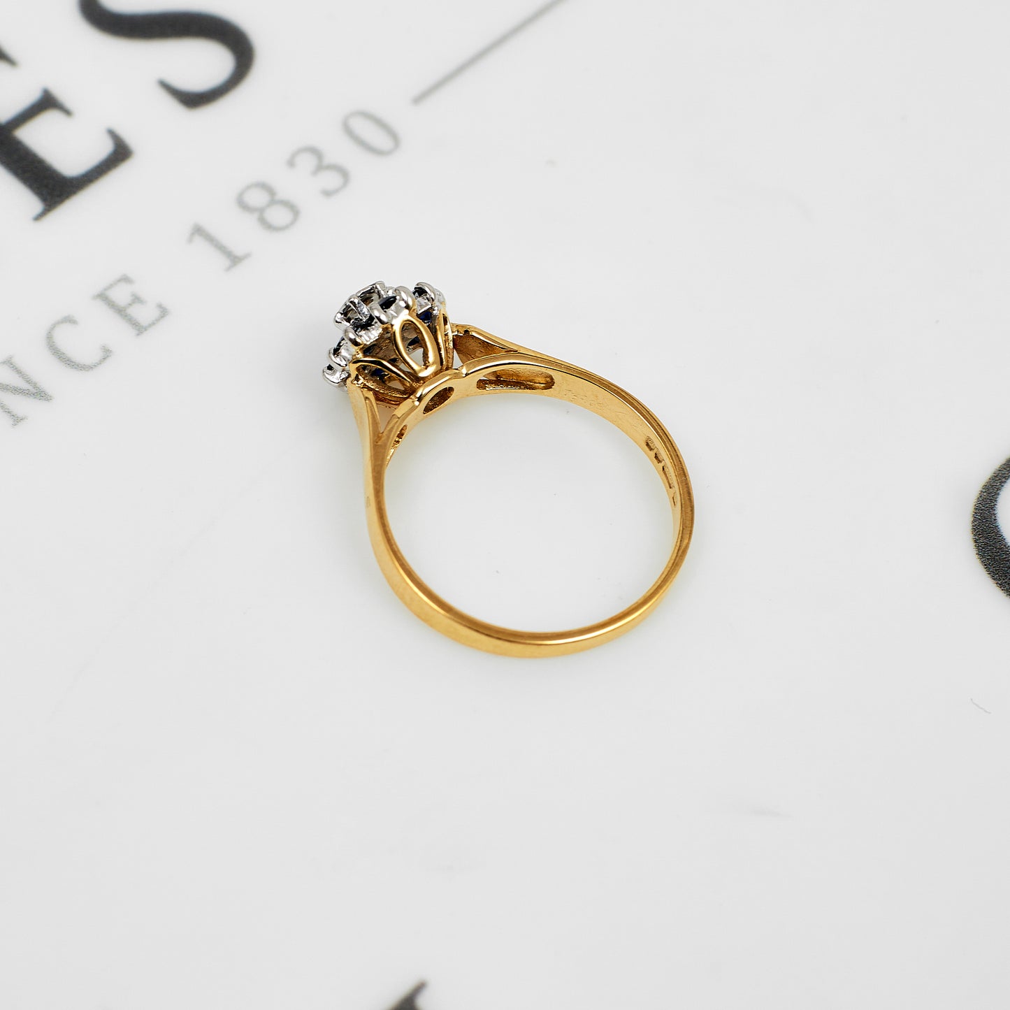 Pre-Owned 9ct Gold Sapphire & Diamond Cluster Ring - Size N