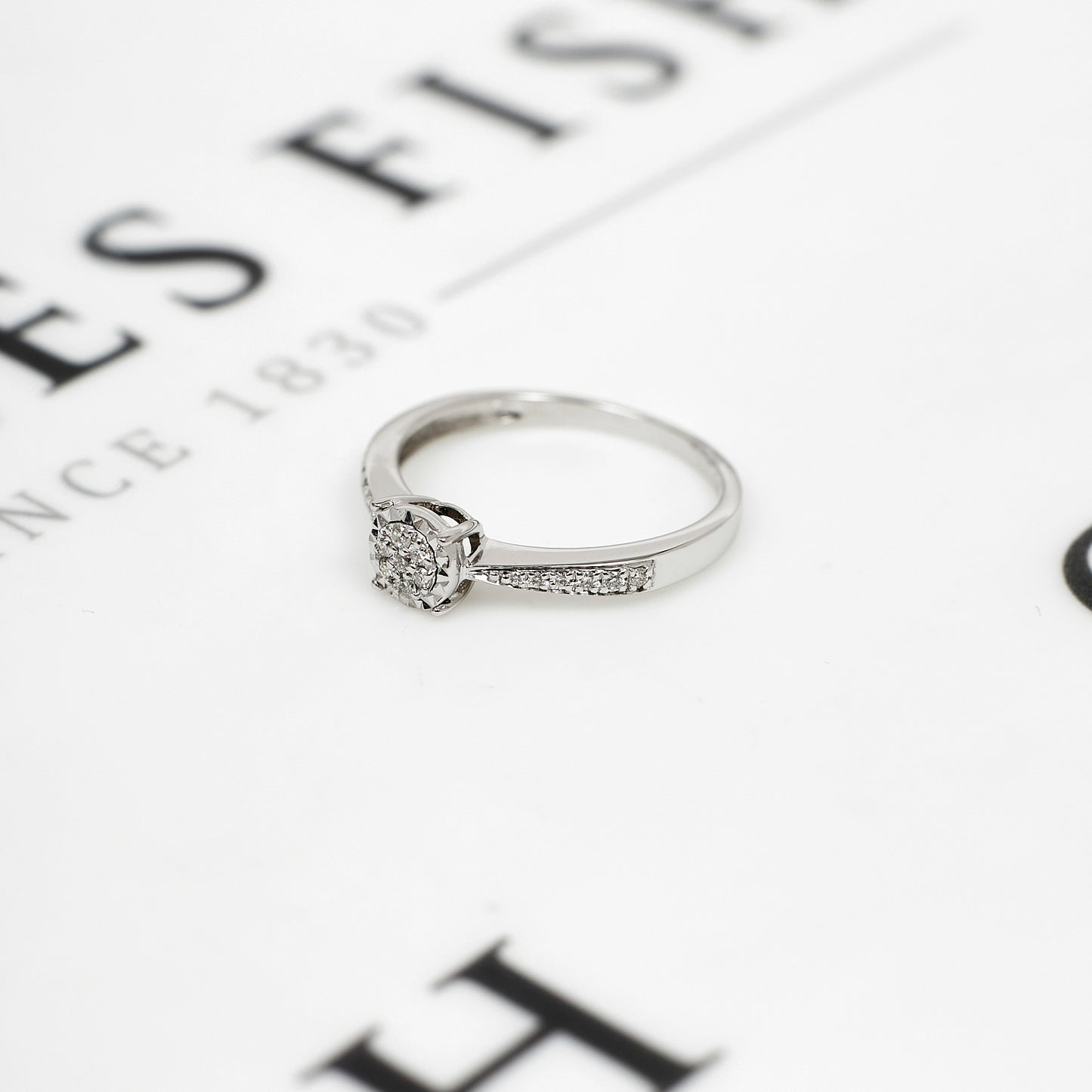 Pre-Owned White 9ct Gold Illusion Set Diamond Ring