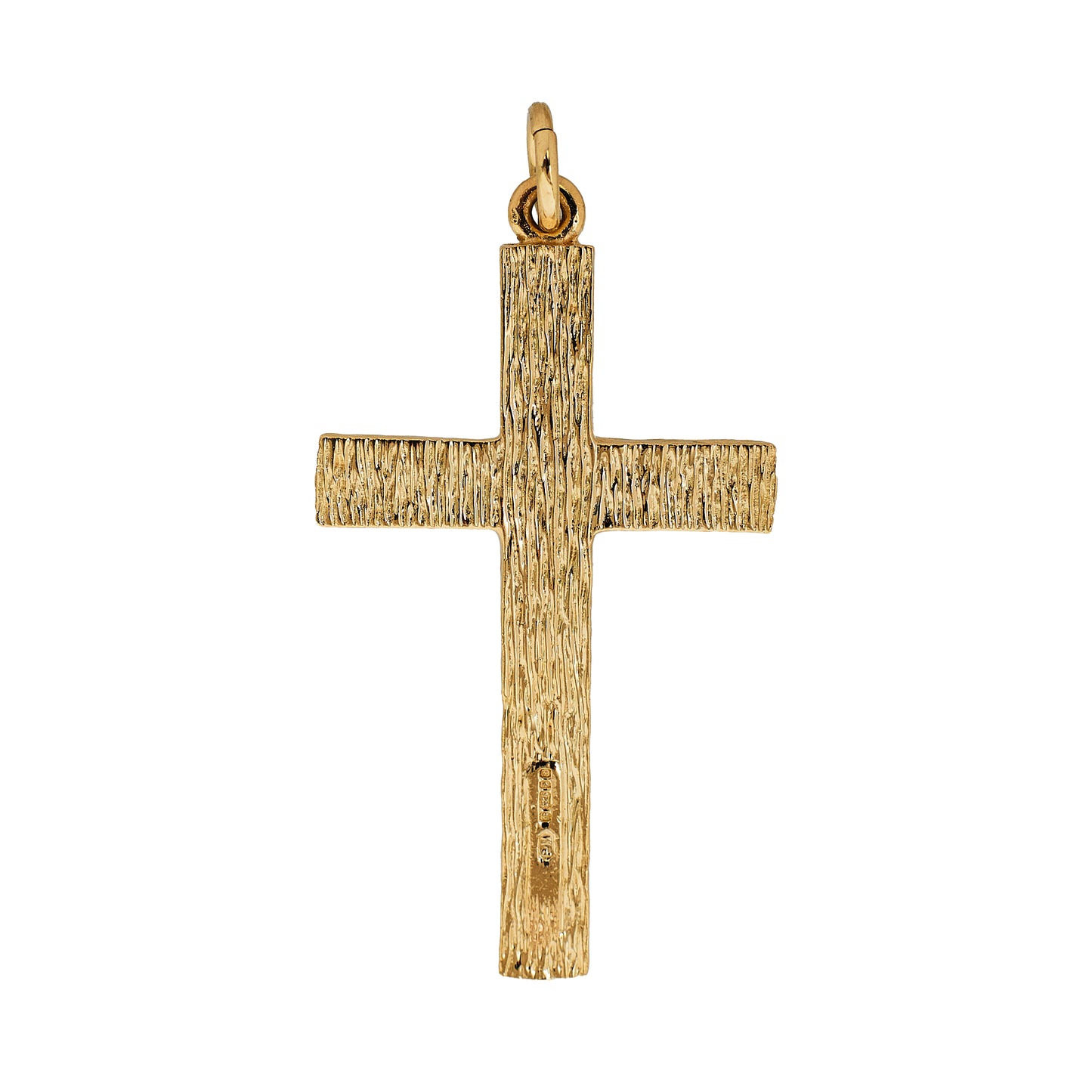 Pre-Owned 9ct Gold Barked Cross Pendant