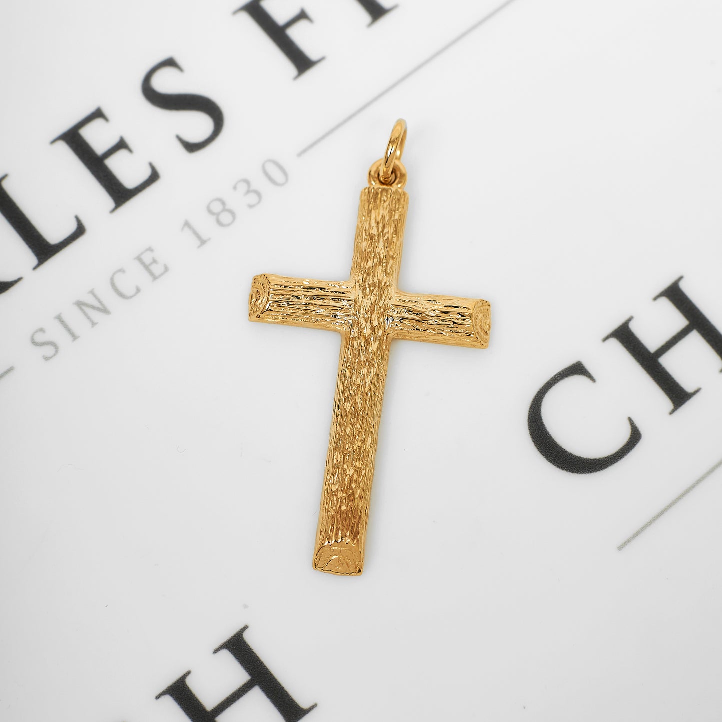 Pre-Owned 9ct Gold Barked Cross Pendant