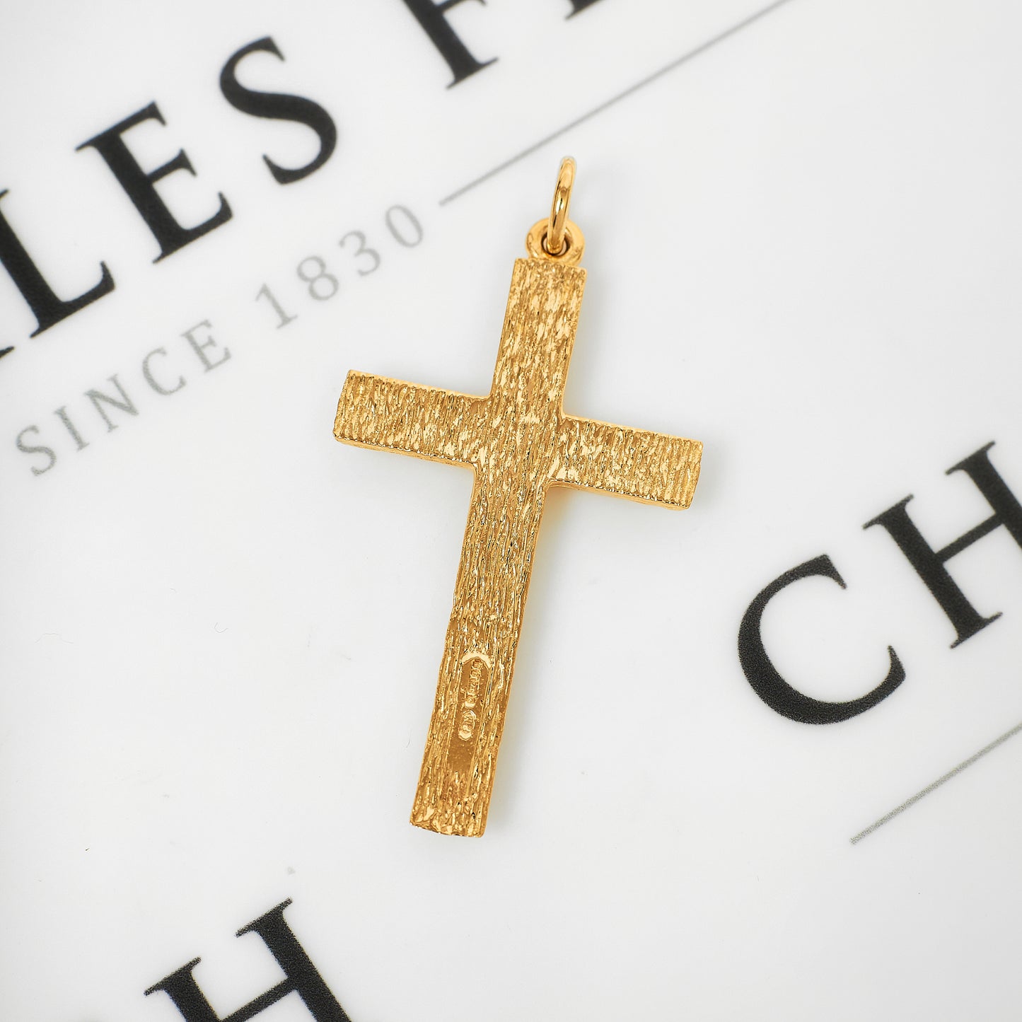 Pre-Owned 9ct Gold Barked Cross Pendant