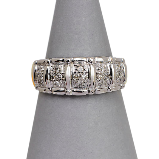 Pre-Owned 14ct White Gold 20 Diamond Bump Head Ring Size S