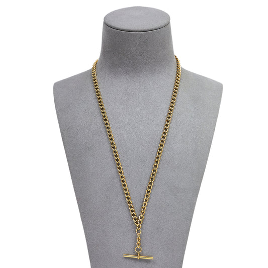 Pre-Owned 9ct Gold Double Albert Chain Necklace & T Bar