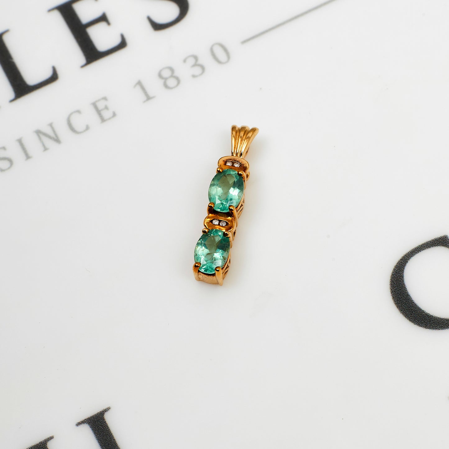 Pre-Owned 9ct Gold Apatite & Diamond Pendant
