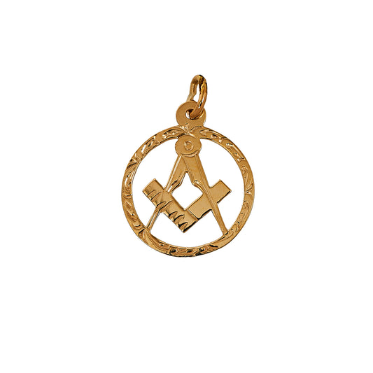 Pre-Owned 9ct Gold Masonic Compass & Square Pendant Small