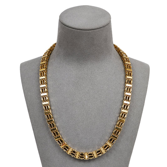 Pre-Owned 9ct Gold 3 Row Oval Link Necklace 20 Inch