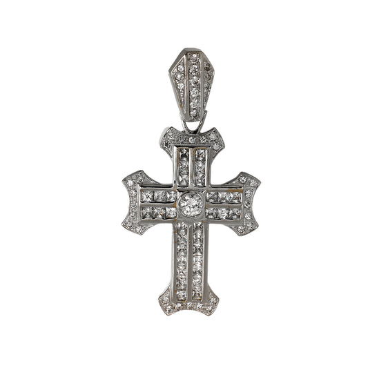 Pre-Owned 9ct White Gold & CZ Cross Pendant