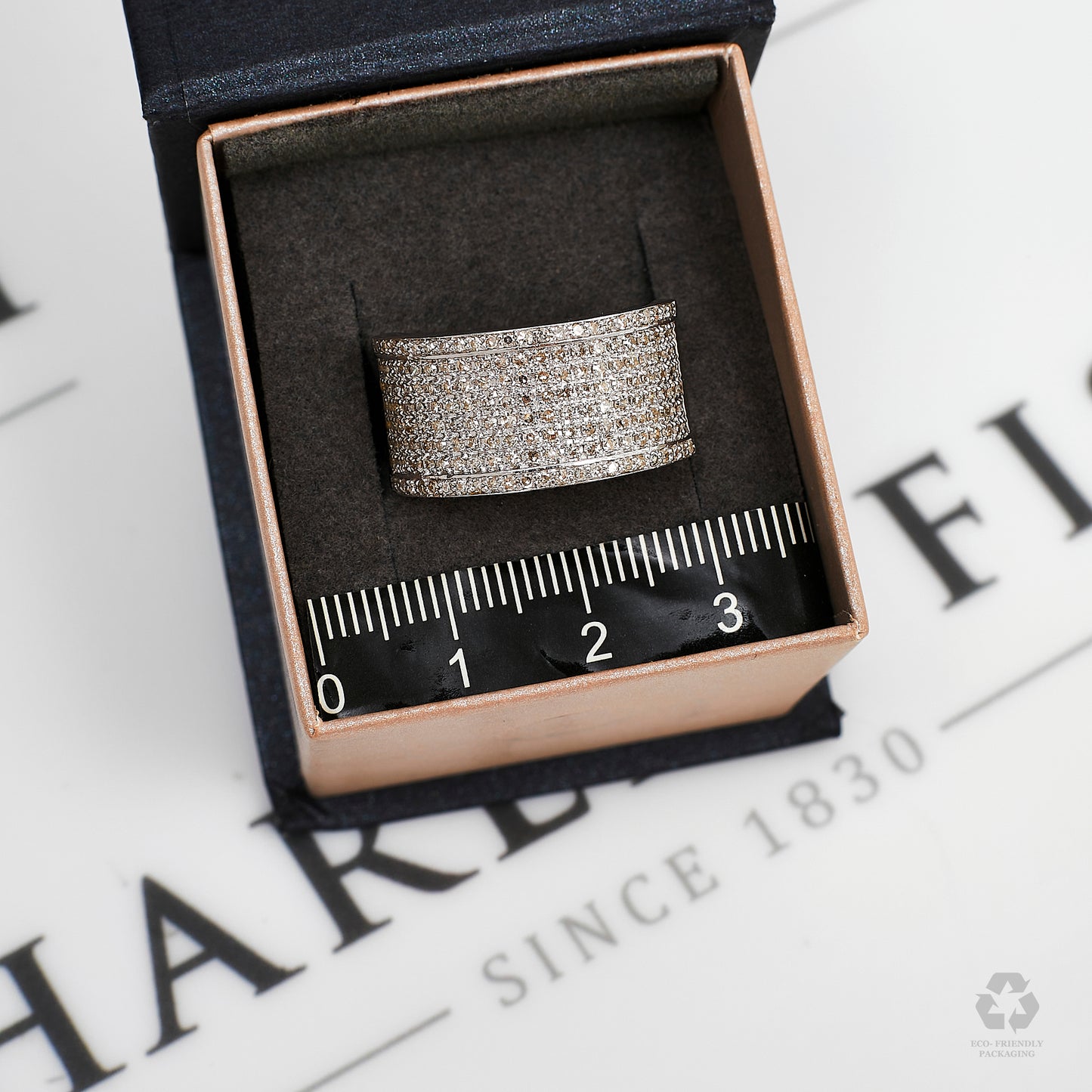 Pre-Owned 18ct White Gold 8 Row Diamond Ring Size Q