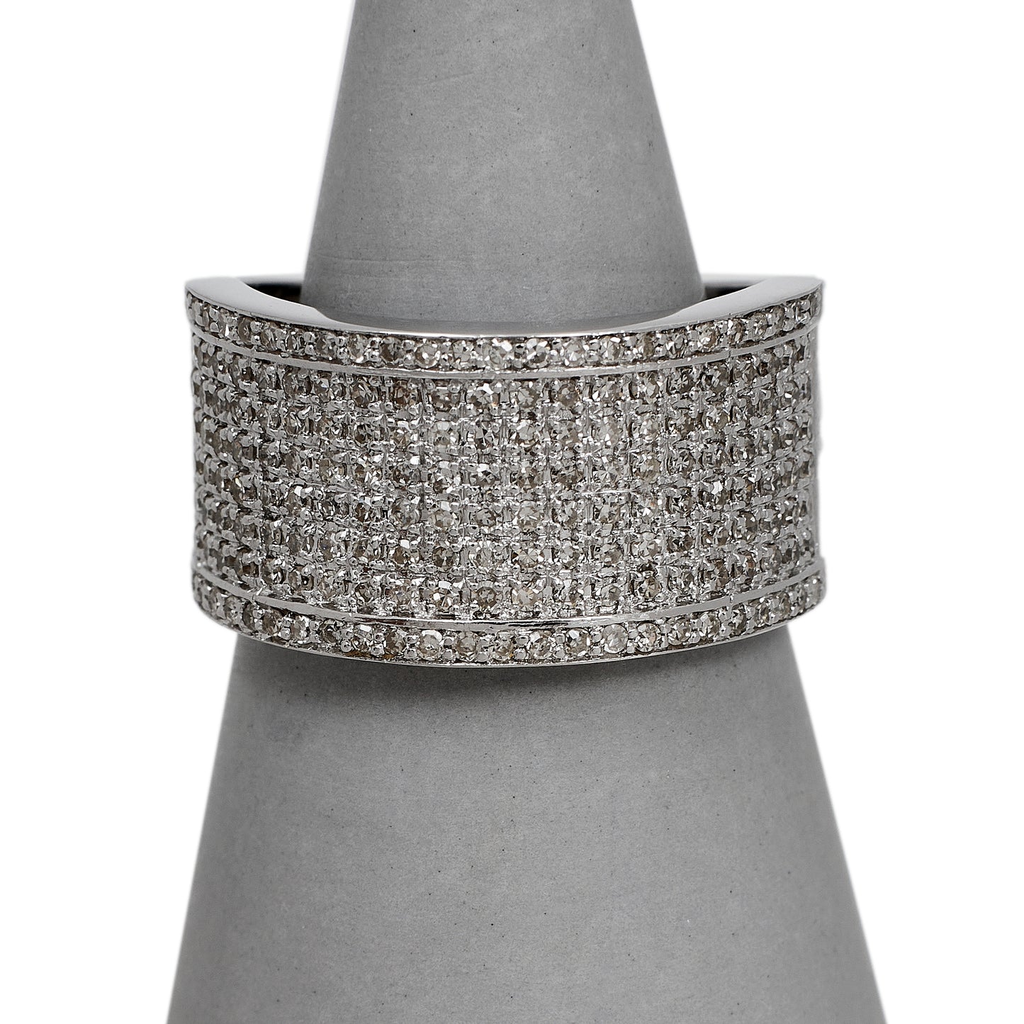 Pre-Owned 18ct White Gold 8 Row Diamond Ring Size Q