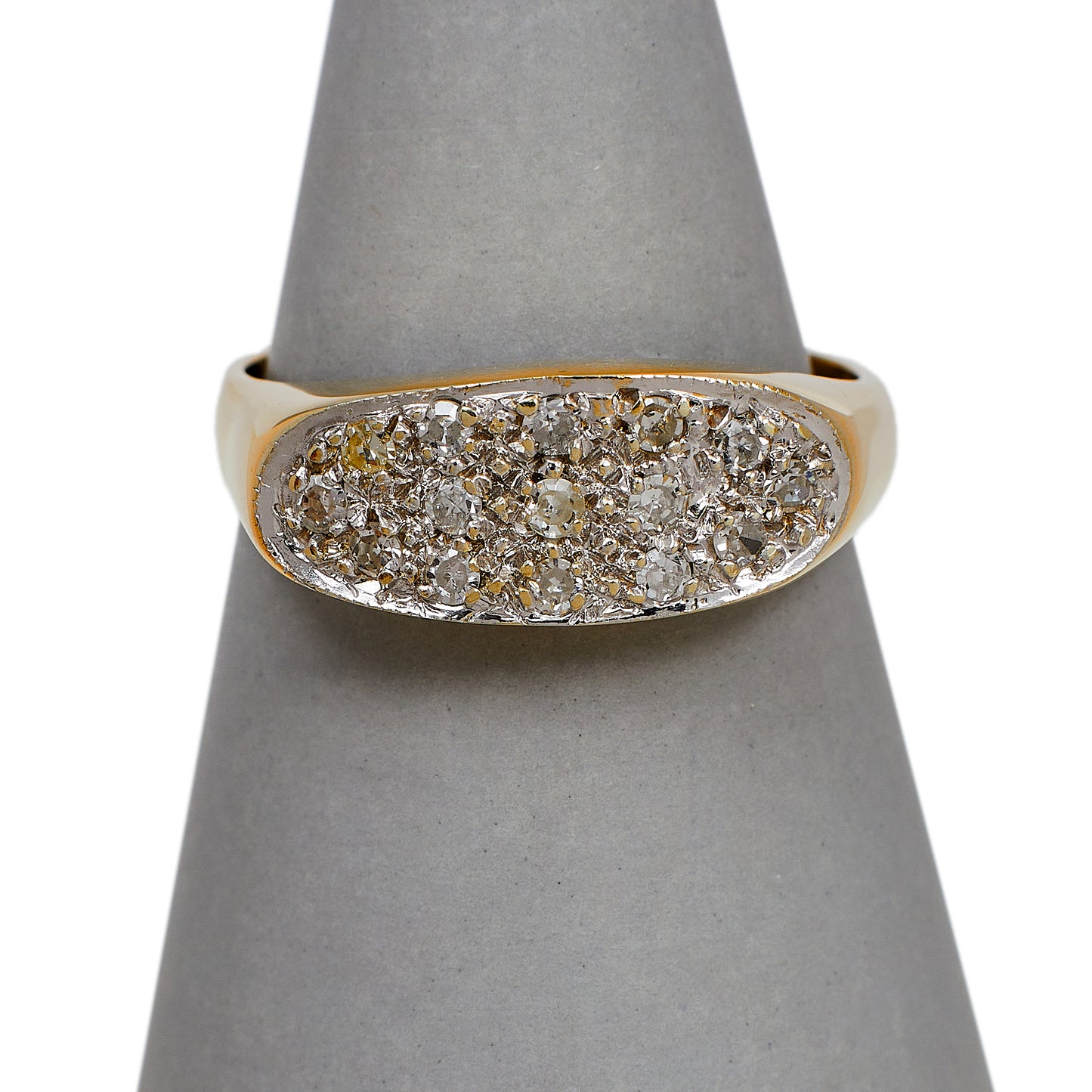 Pre-Owned 9ct Gold Oval Multi Diamond Dress Ring Size R.5