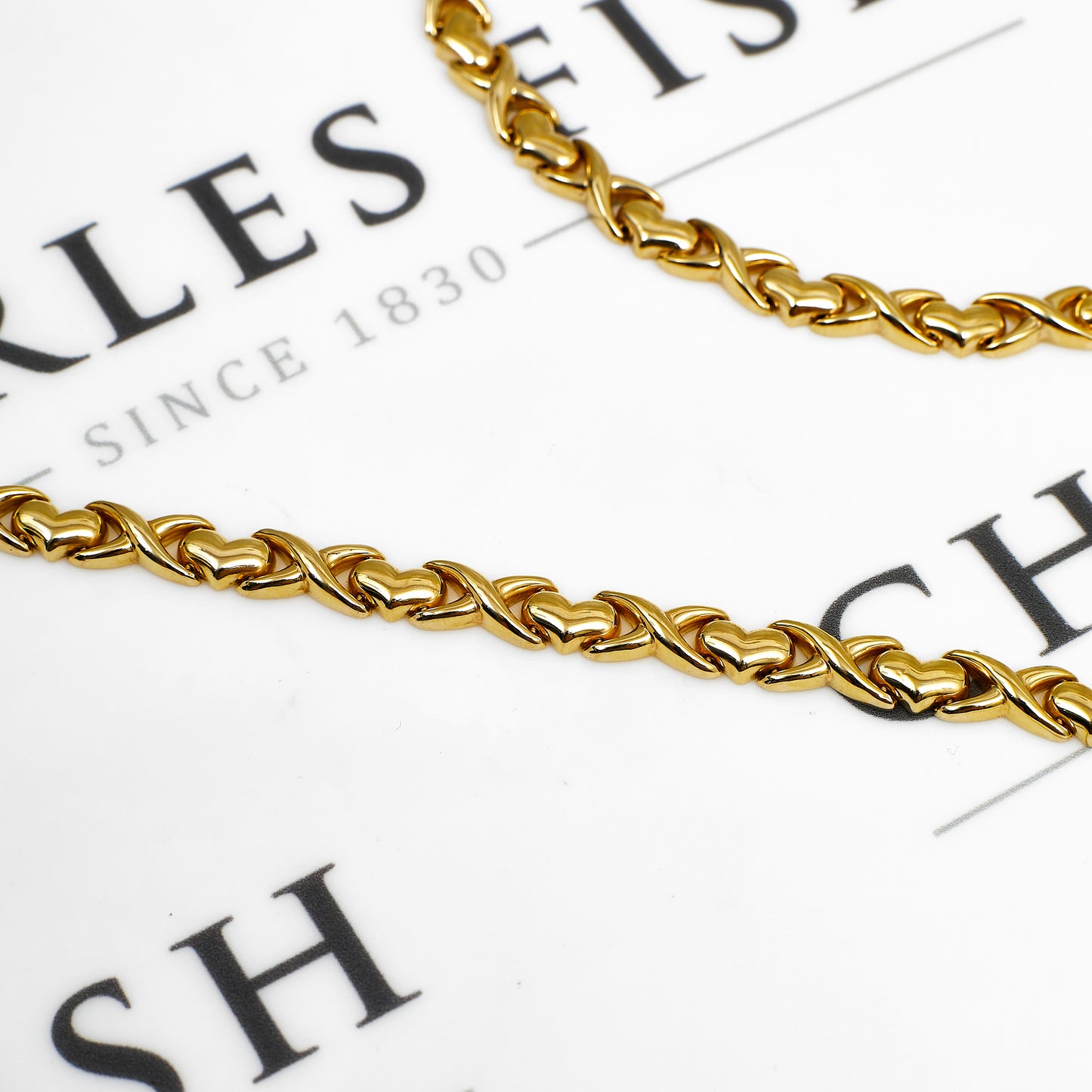 Pre-Owned 9ct Gold Heart Design Necklace & Bracelet SET