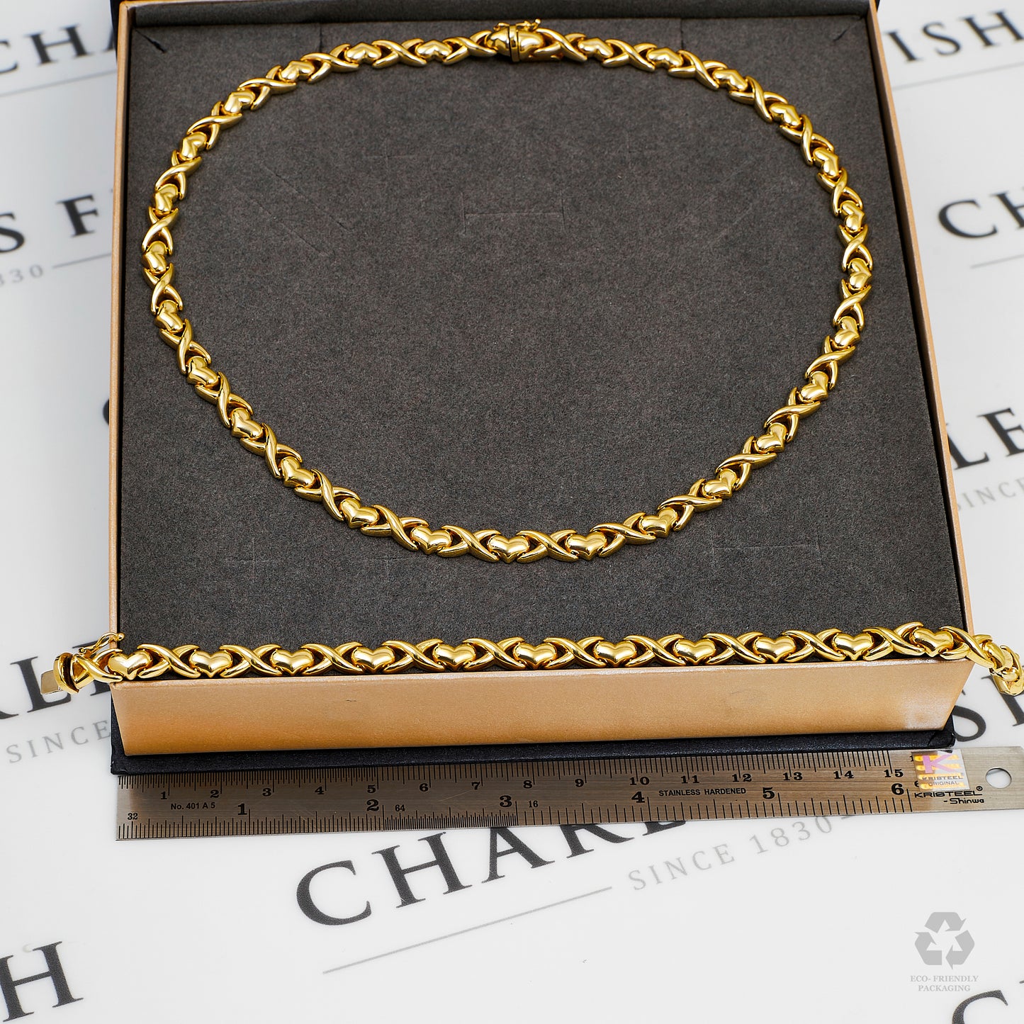 Pre-Owned 9ct Gold Heart Design Necklace & Bracelet SET