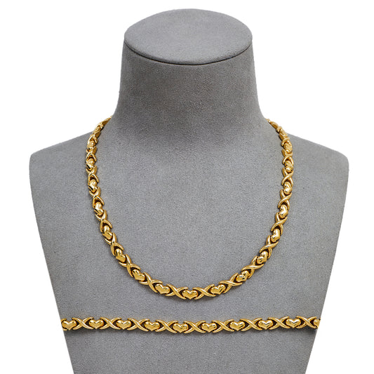 Pre-Owned 9ct Gold Heart Design Necklace & Bracelet SET