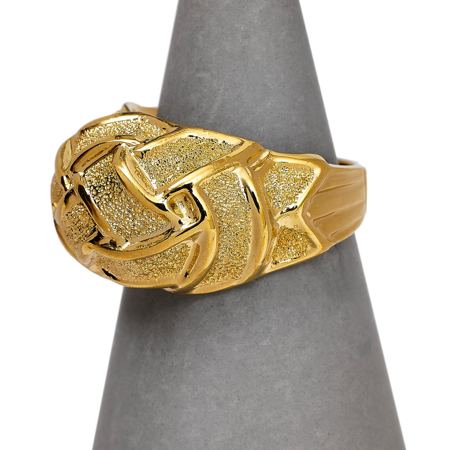 Pre-Owned 14ct Gold Barked Plait Design Bump Ring Size M.5