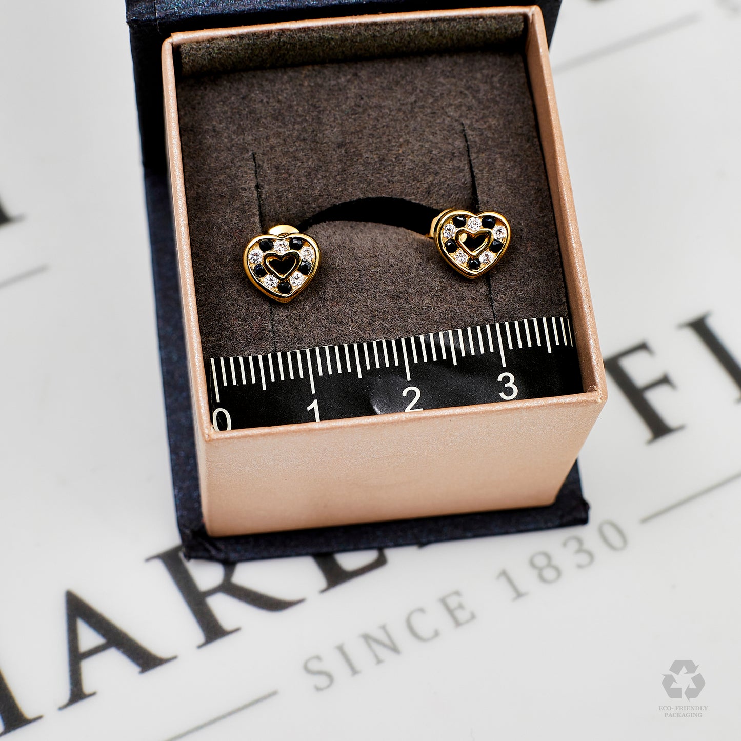 Pre-Owned 9ct Gold Sapphire & CZ Heart Stud Earrings