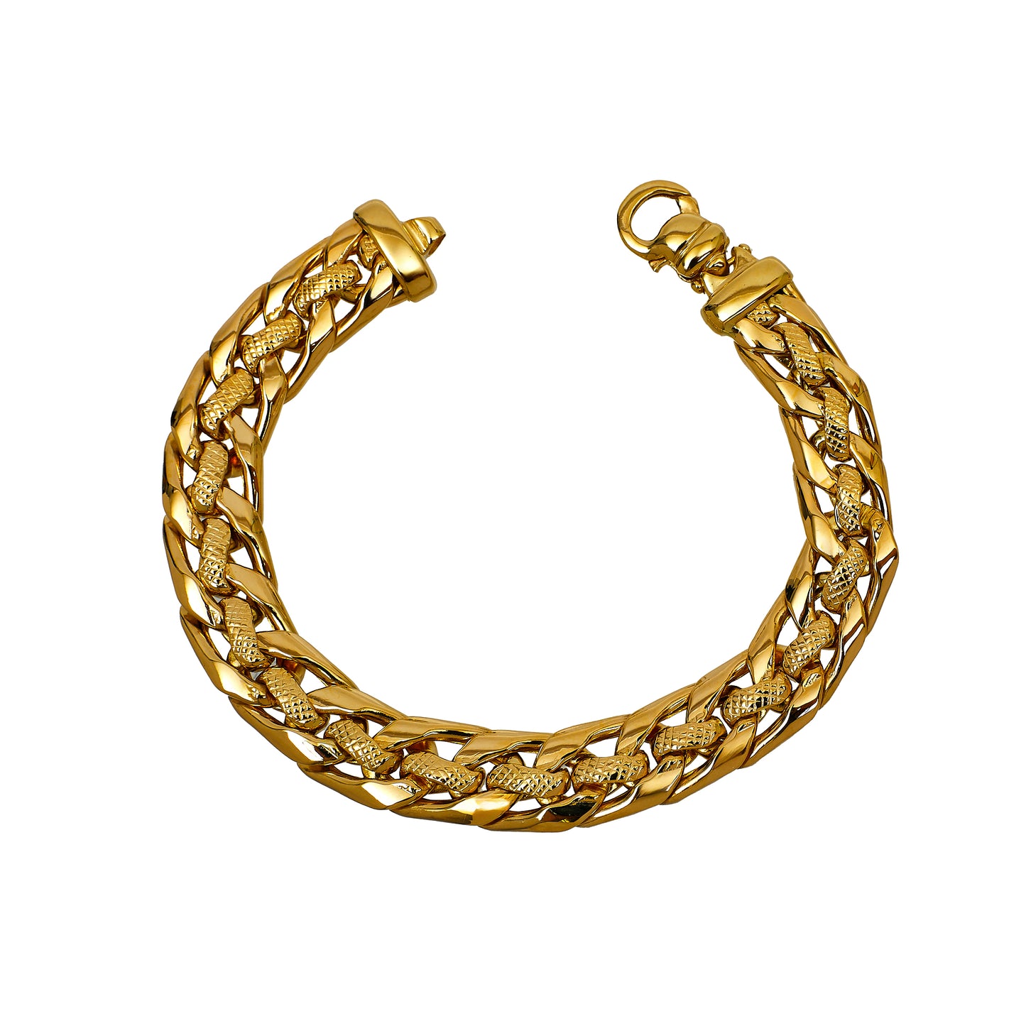 Pre-Owned 14ct Gold Polish & Pattern Curb Bracelet 8 Inch