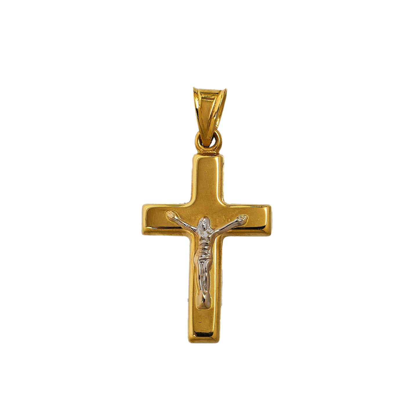 Pre-Owned 14ct Gold 2 Tone Crucifix Pendant