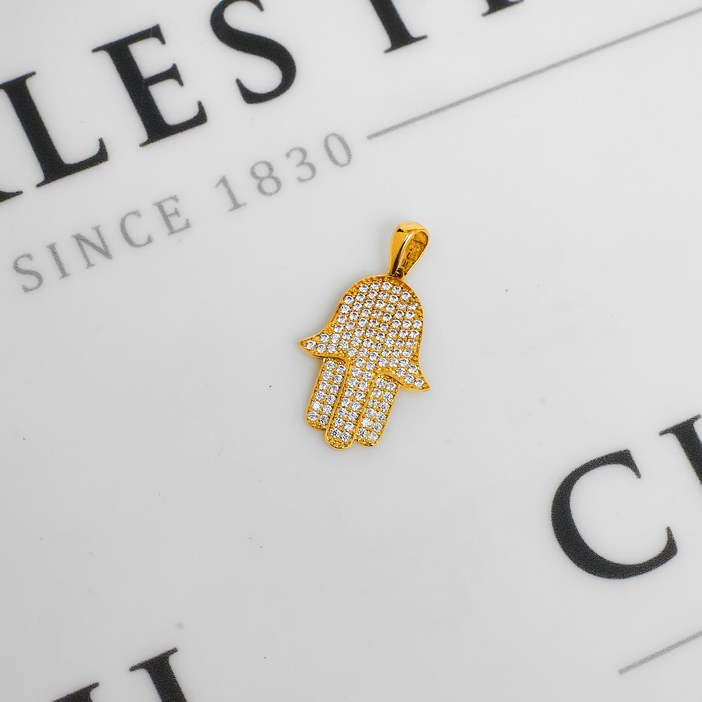 Pre-Owned 14ct Gold & CZ Hamsa Pendant
