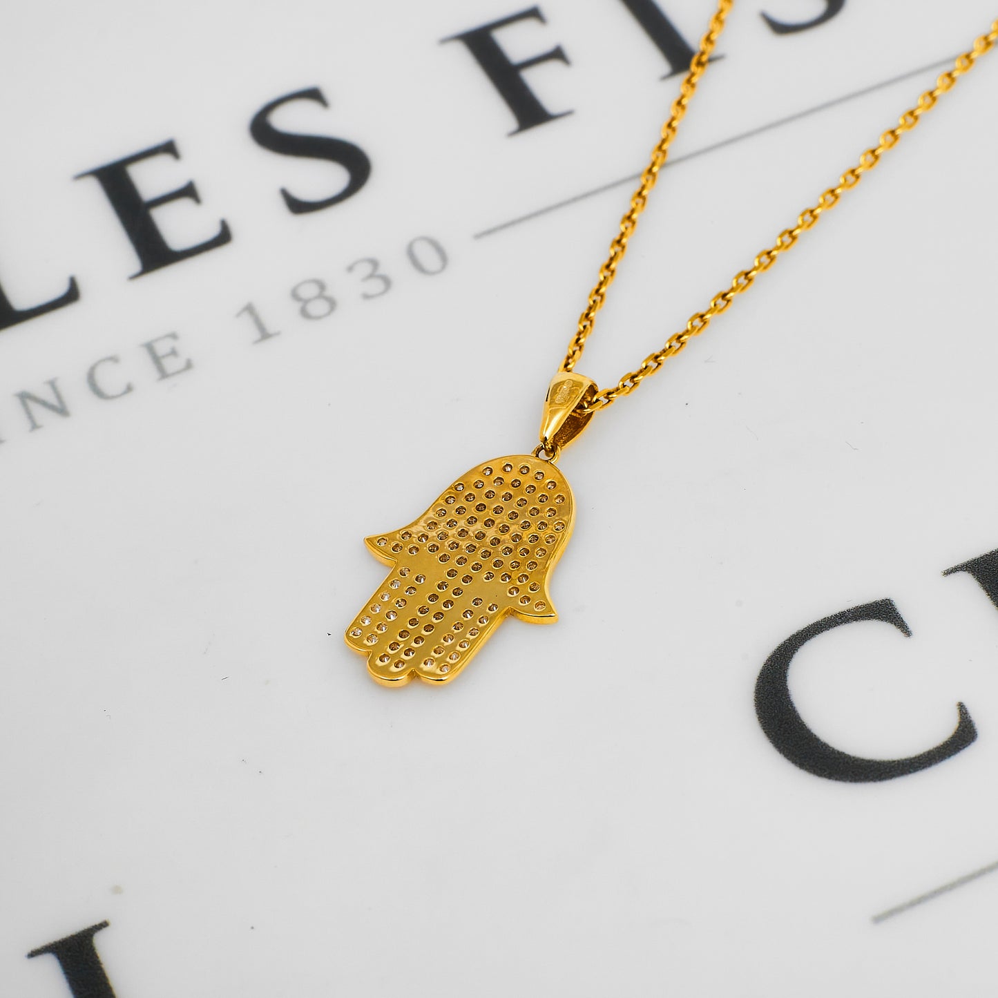 Pre-Owned 14ct Gold & CZ Hamsa Pendant