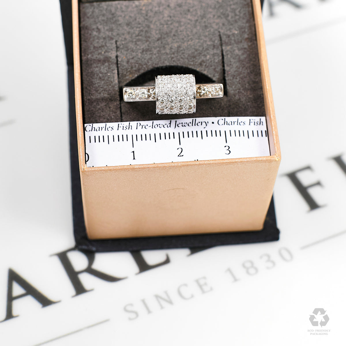 Pre-Owned 18ct White Gold Diamond Ring & Sliding Tube Size M