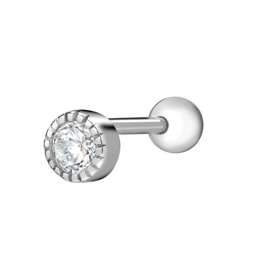 Achara Bead Edge Zirconia Stud Cartilage Earring