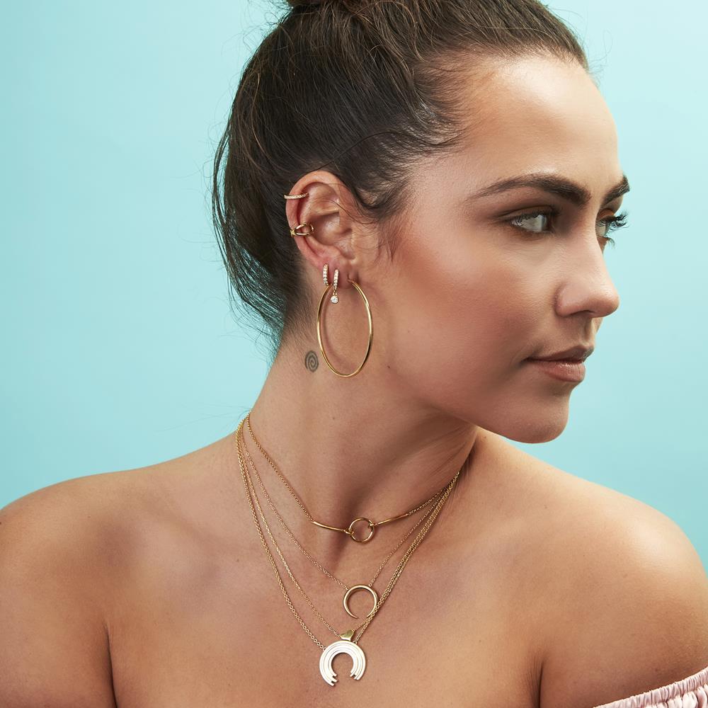 Achara Round Drop Zirconia Huggie Earrings