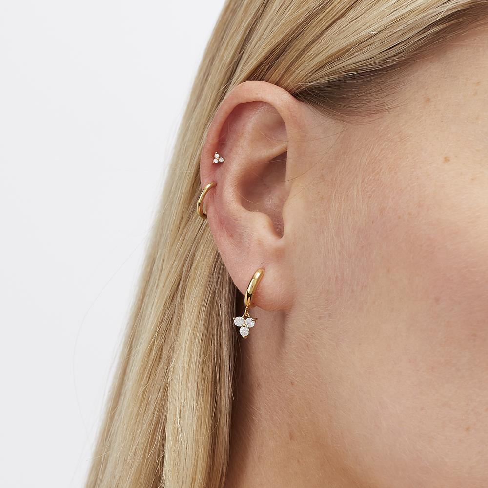 Achara Trinity Zirconia Drop Huggie Hoop Earrings
