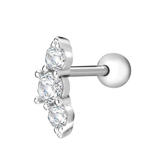 Achara Triple Zirconia Stud Cartilage Earring