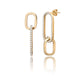 Achara Oblong Chain Style Zirconia Drop Earrings - Gold 