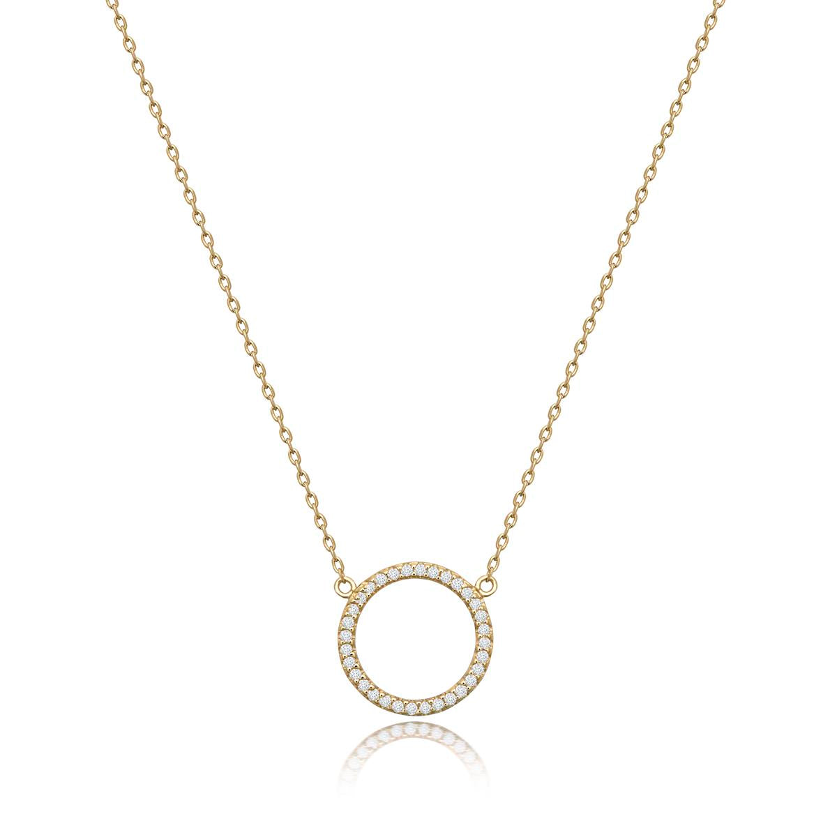Achara Zirconia Circle Pendant Necklace - Gold