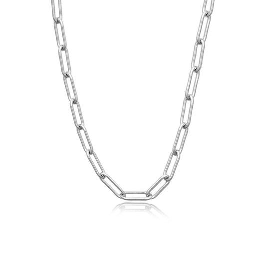 Achara 18 Inch Paperclip Chain Link Necklace - Silver