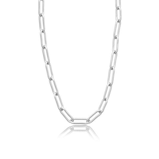 Achara 21 Inch Paperclip Chain Link Necklace - Silver