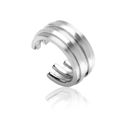 Achara Open Ribbed Chunky Silver Ring