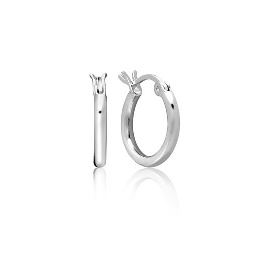 Achara Creole 2mm Sterling Silver Hoop Earrings