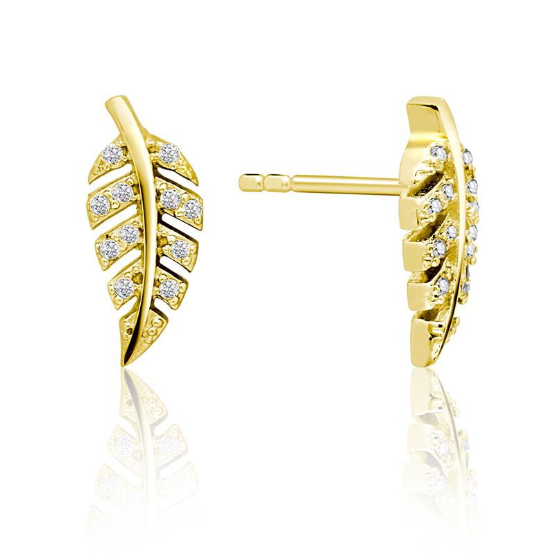 Achara Cubic Zirconia Leaf Sparkling Stud Earrings