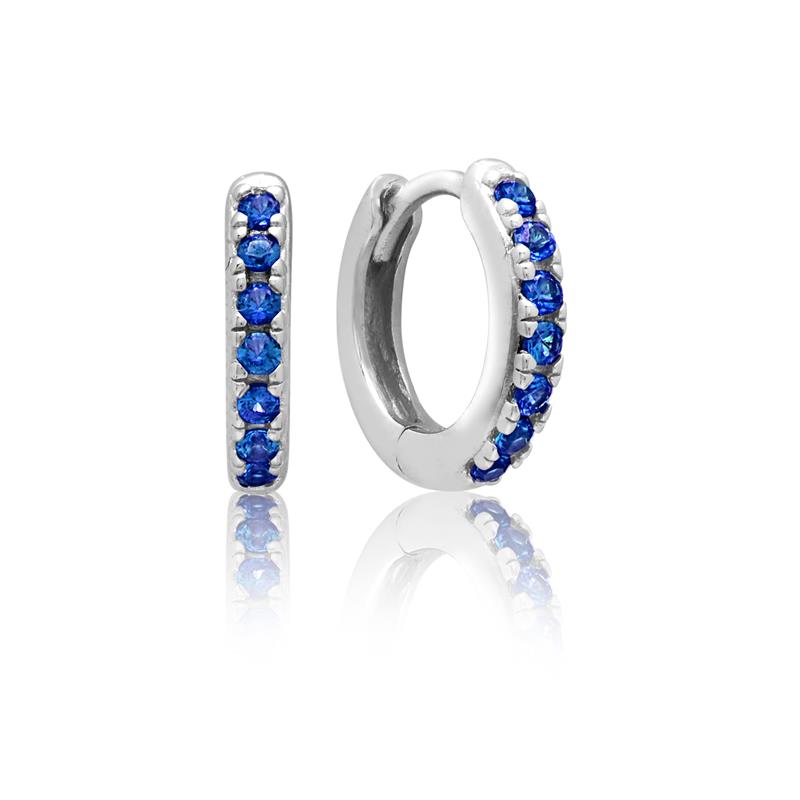 Achara Blue CZ Huggie Hoop Earrings