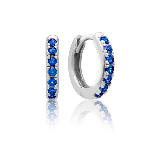 Achara Blue CZ Huggie Hoop Earrings